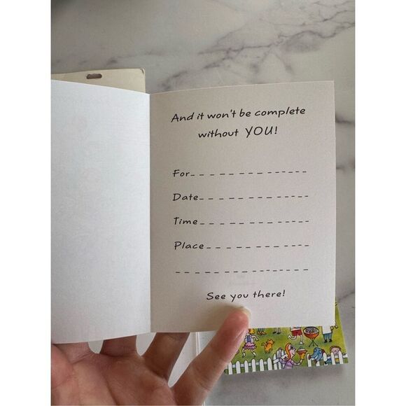 Hallmark vintage Neighborhood Gathering cards set of 8 suburban picnic 90s invit - Picture 4 of 5